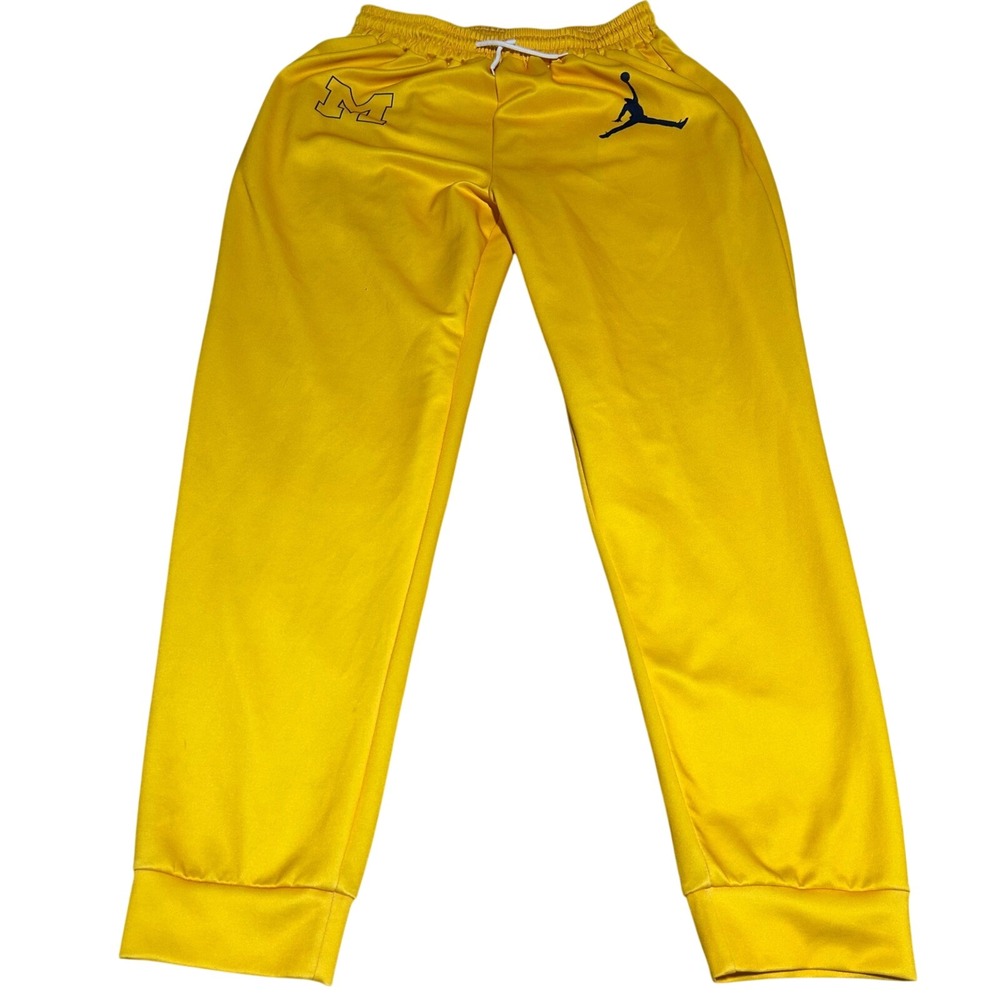 Jordan Sweatpants Mens L 30 Yellow Michigan Wolverines Jumpman Joggers
